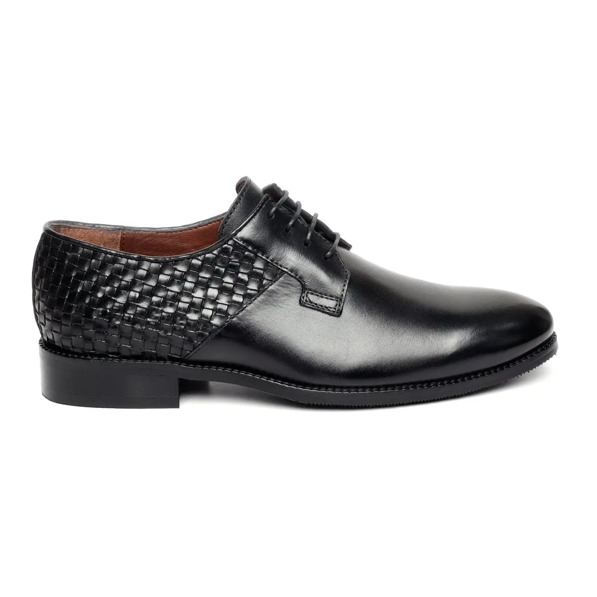 Black Hand weaved Derby lace up Closure formal shoe