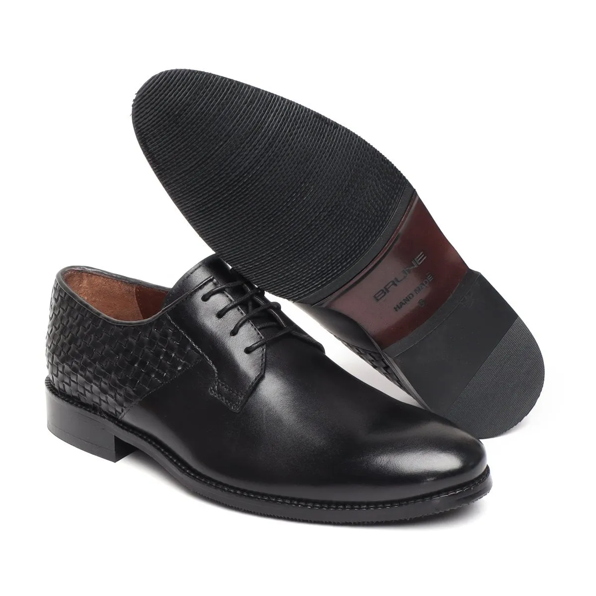 Black Hand weaved Derby lace up Closure formal shoe