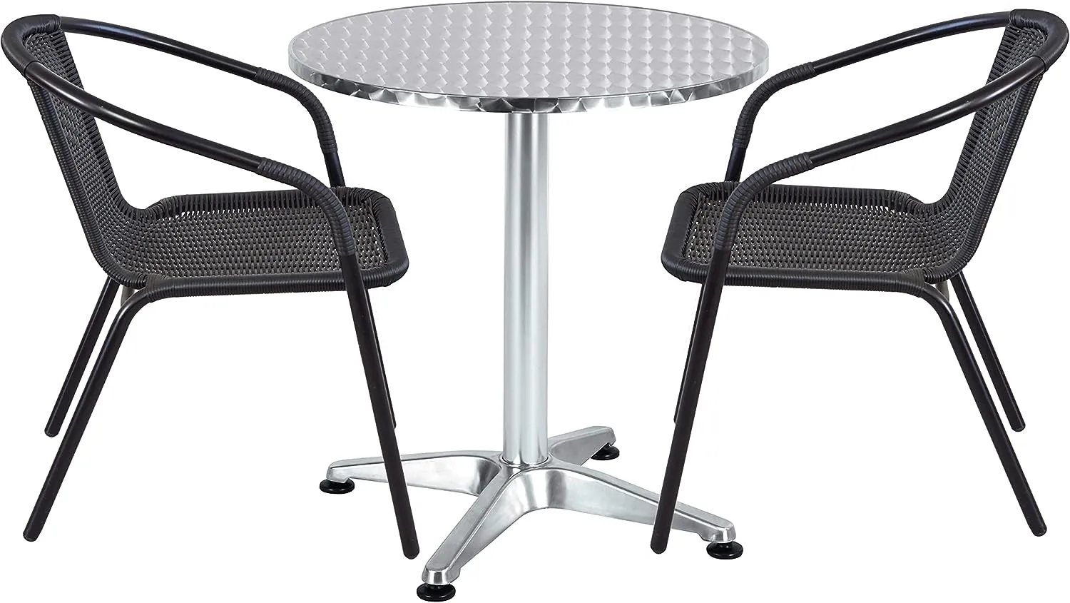 BTExpert Indoor Outdoor 27.5" Round Restaurant Table for Patio Stainless Steel Silver Aluminum Furniture with base