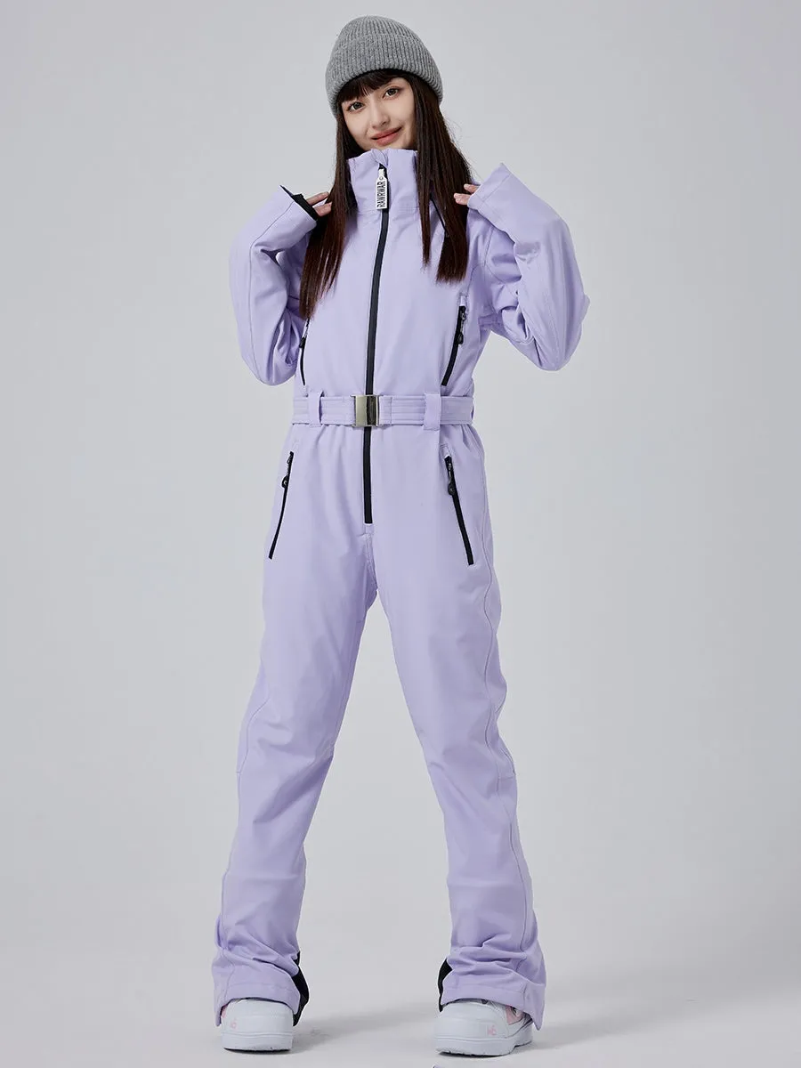 Cute Slim One Piece Ski Suit High Neck Snowsuits
