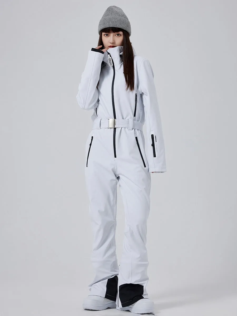 Cute Slim One Piece Ski Suit High Neck Snowsuits