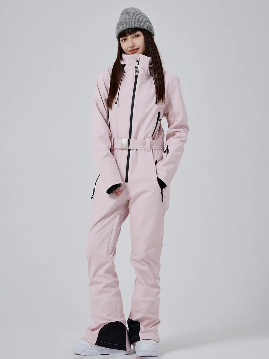 Cute Slim One Piece Ski Suit High Neck Snowsuits