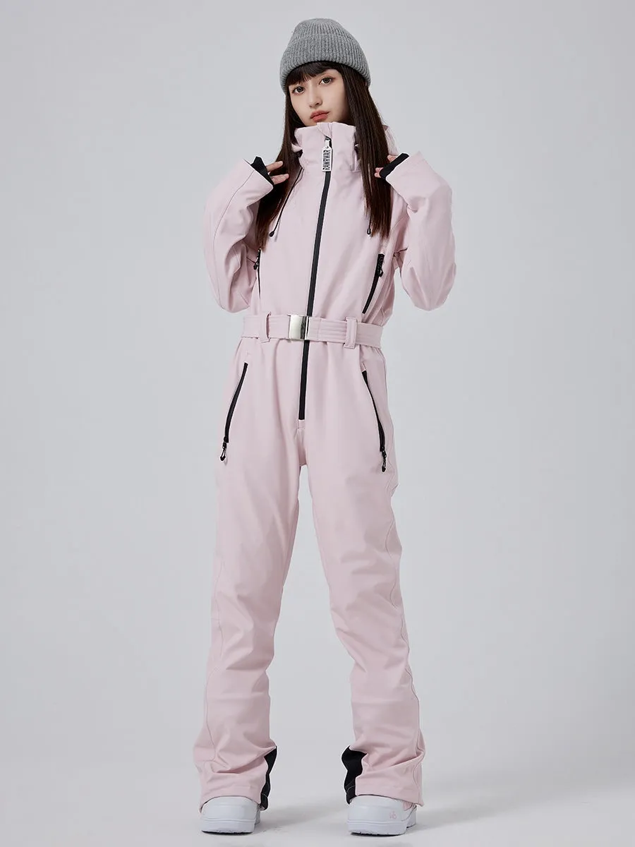 Cute Slim One Piece Ski Suit High Neck Snowsuits