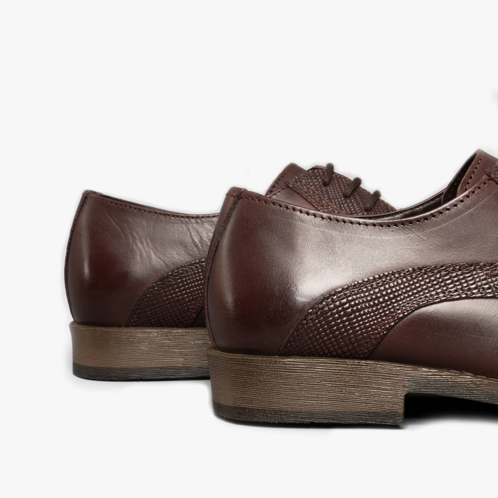 DERBY Mens Leather Plain Toe Shoes Brown
