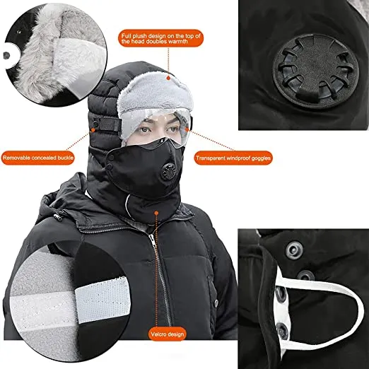 Detachable Goggles Fleece Heated Hat