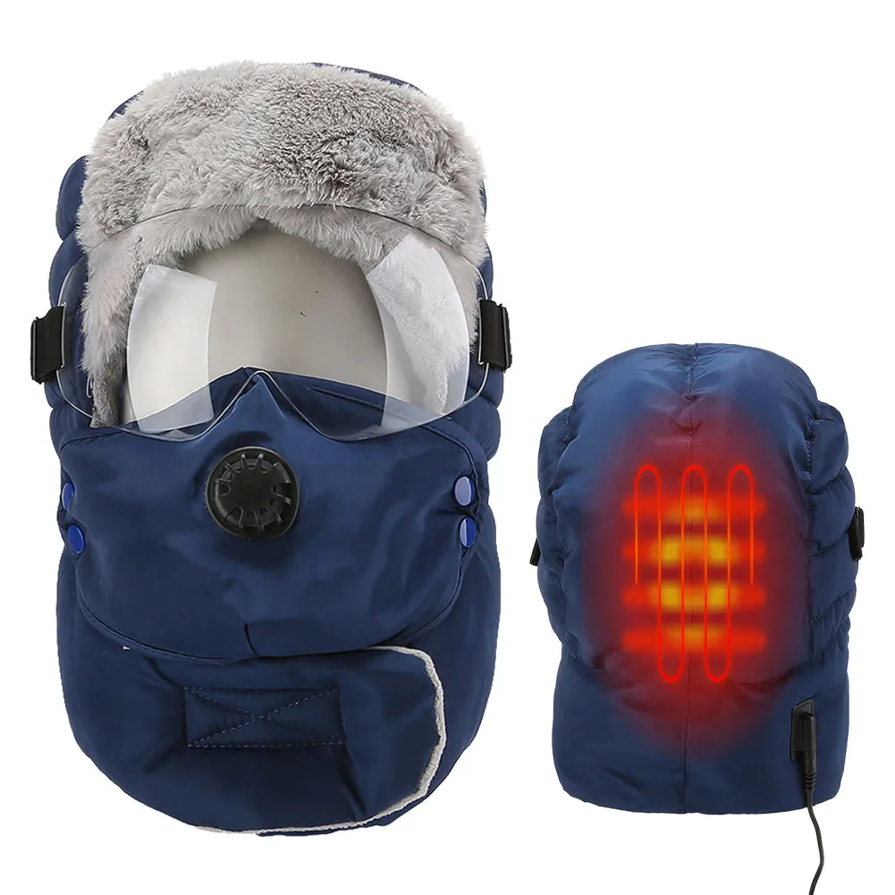 Detachable Goggles Fleece Heated Hat