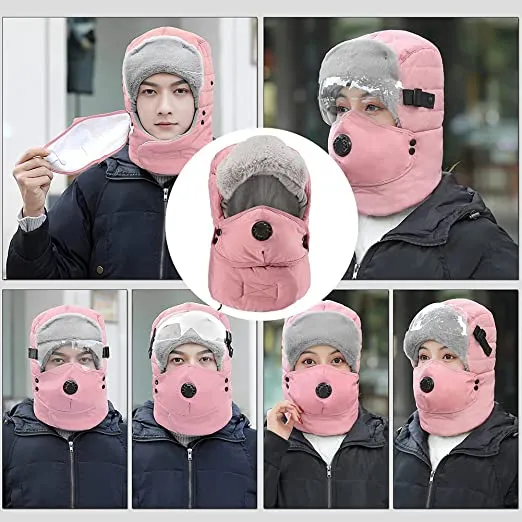 Detachable Goggles Fleece Heated Hat