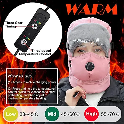 Detachable Goggles Fleece Heated Hat