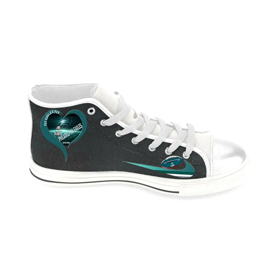 eagles Fan High Top Shoes Black White "love Eagles" Men Women kids| nfl eagles super bowl Fan High-top Sneakers