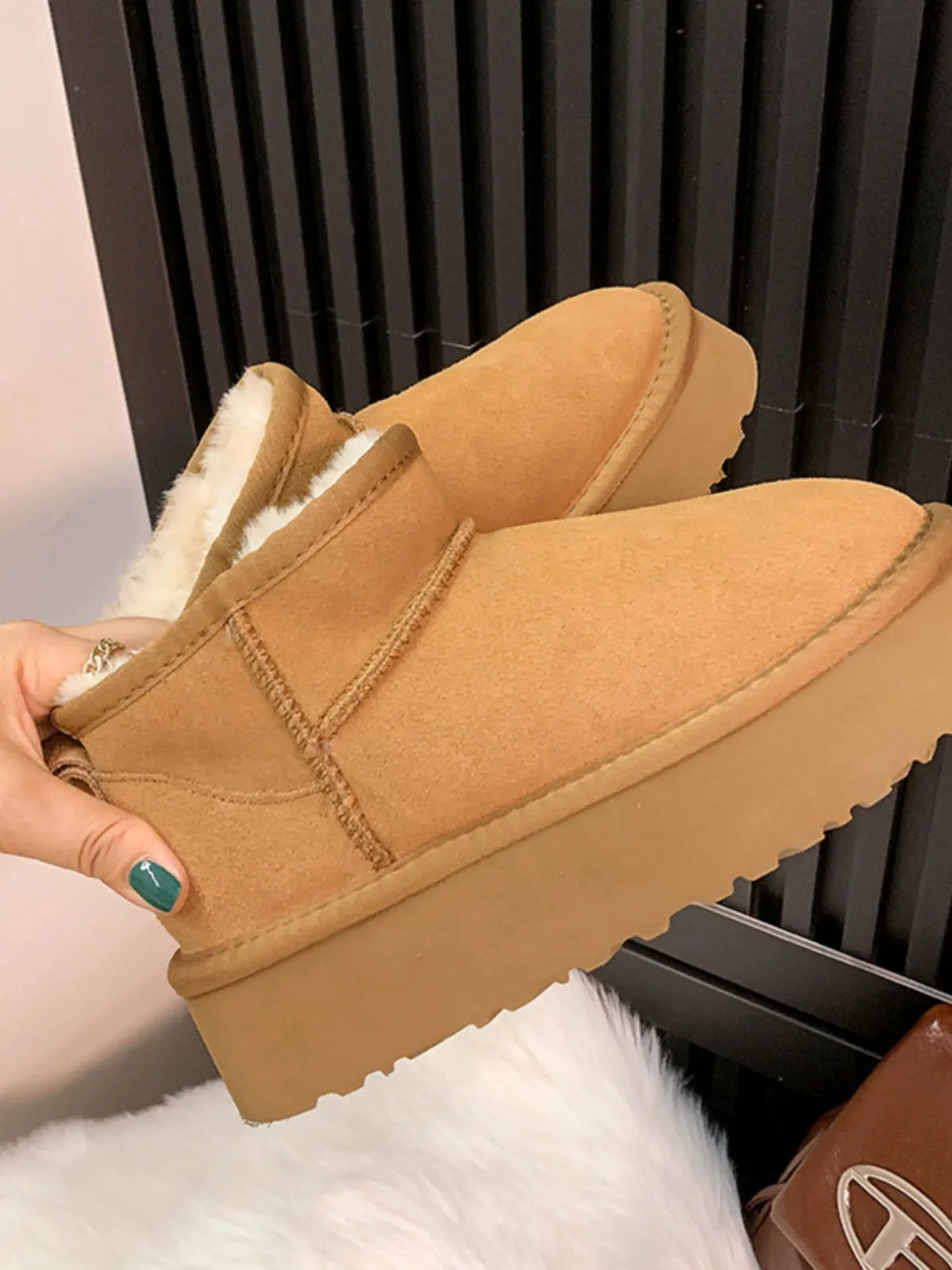 Genuine Leather Snow Boots Female Winter Fleece-lined 2023 New Short Fashion Thick Sole Non-Slip Thickening Thermal Northeast Cotton Padded Shoes
