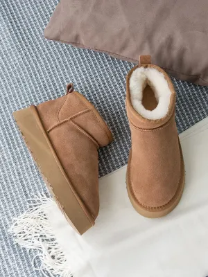 Genuine Leather Snow Boots Female Winter Fleece-lined 2023 New Short Fashion Thick Sole Non-Slip Thickening Thermal Northeast Cotton Padded Shoes