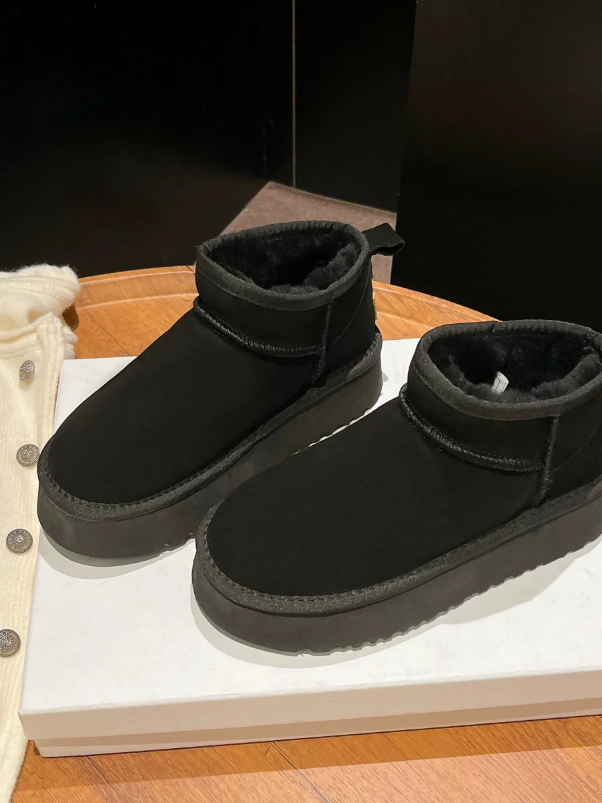 Genuine Leather Snow Boots Female Winter Fleece-lined 2023 New Short Fashion Thick Sole Non-Slip Thickening Thermal Northeast Cotton Padded Shoes