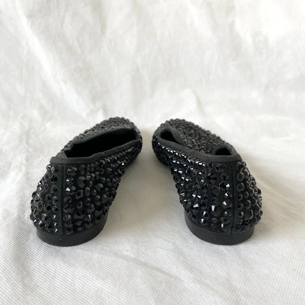 Giuseppe Zanotti Crystal Embellished Black Loafer Flats, 37.5