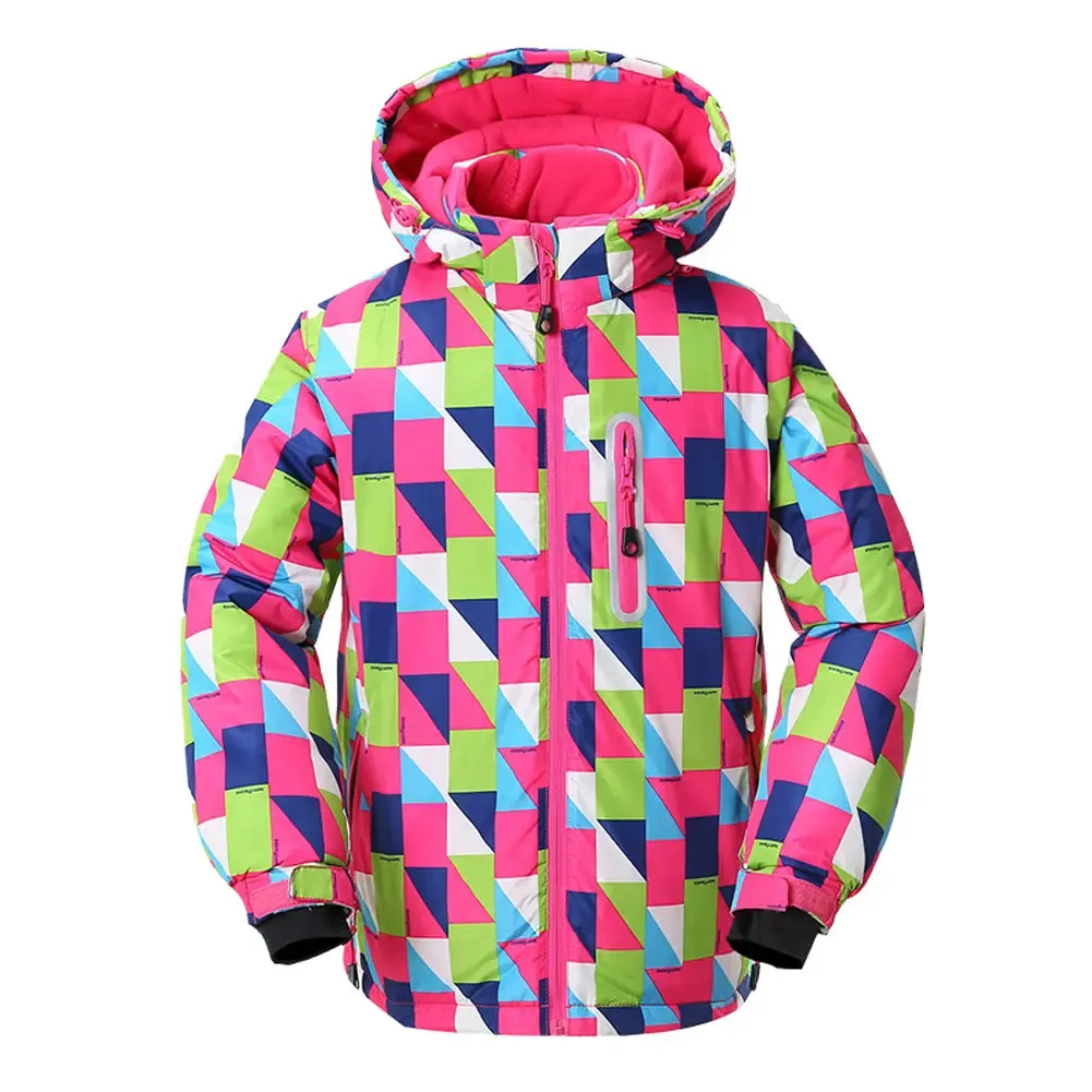 HOTIAN Girls Geometric Patterns Ski Jacket