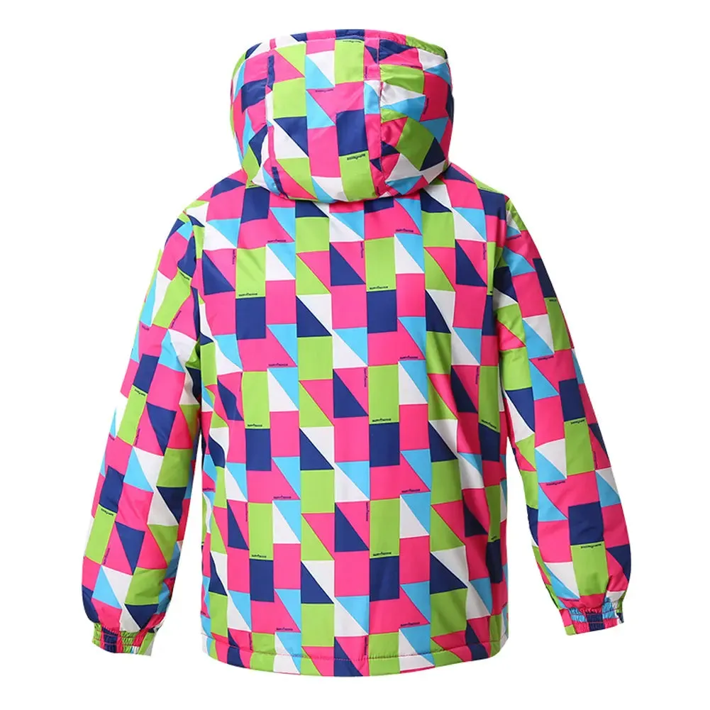 HOTIAN Girls Geometric Patterns Ski Jacket