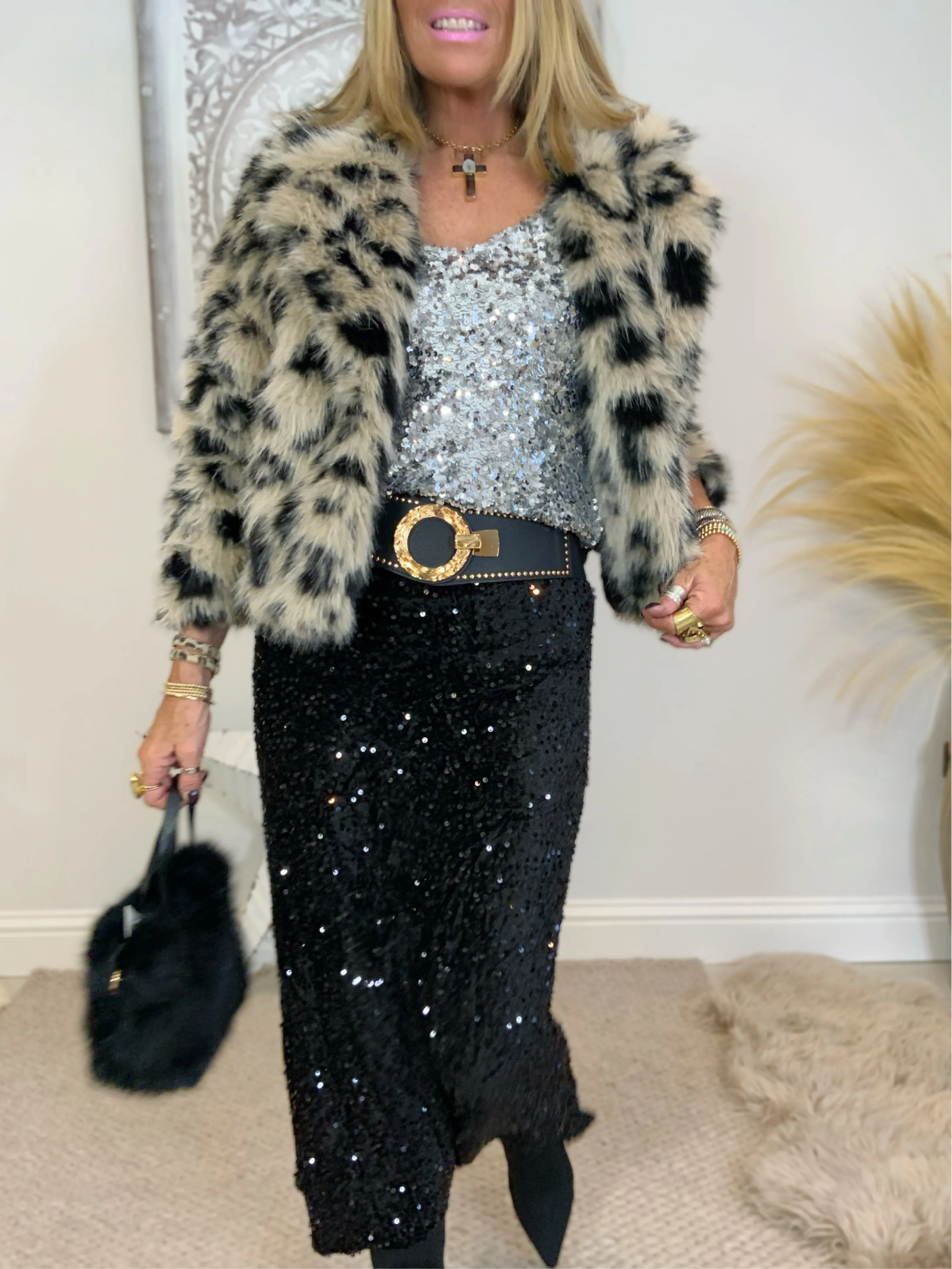 Leopard Print Faux Fur Jacket