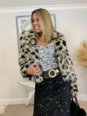 Leopard Print Faux Fur Jacket