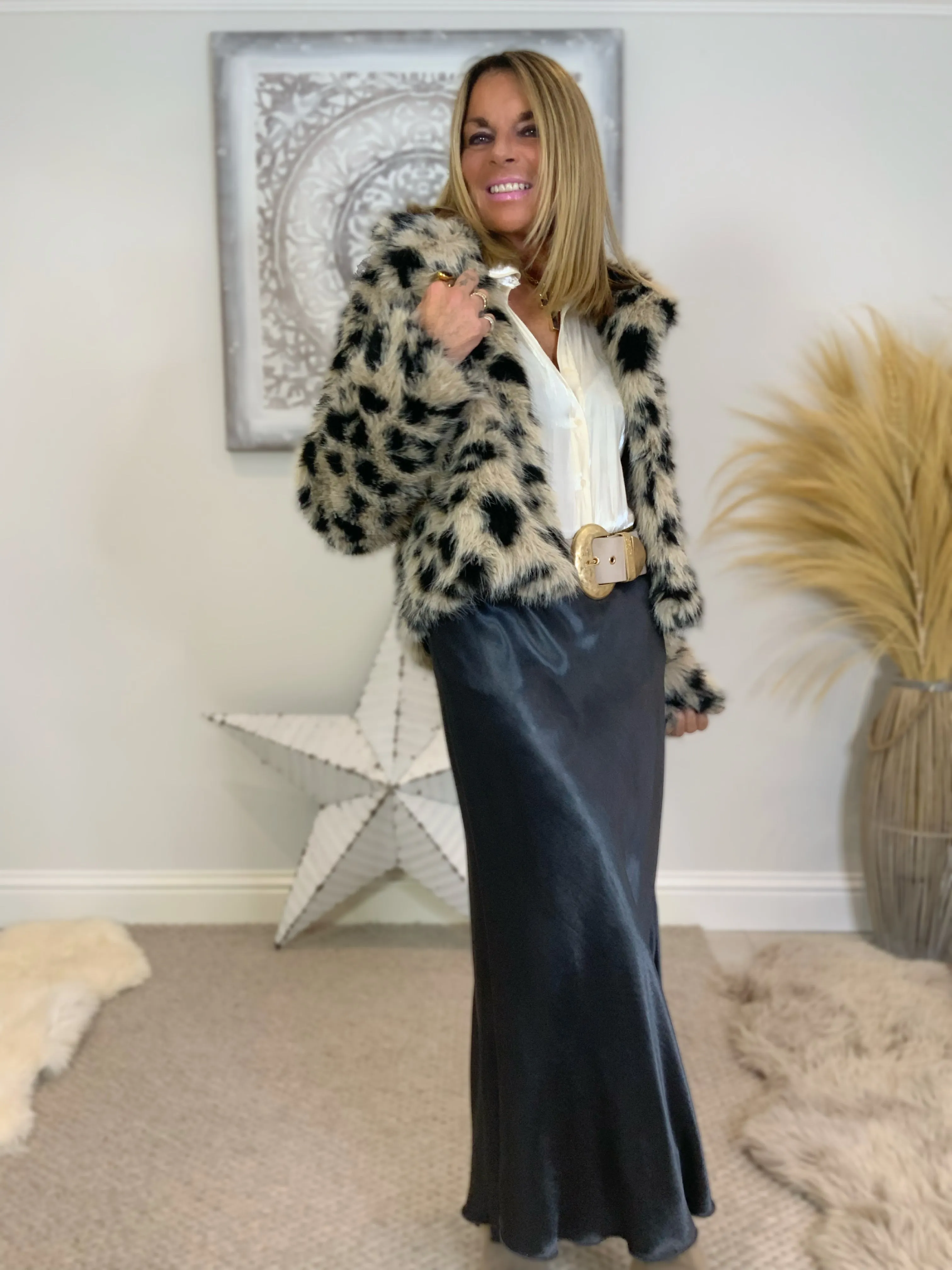 Leopard Print Faux Fur Jacket