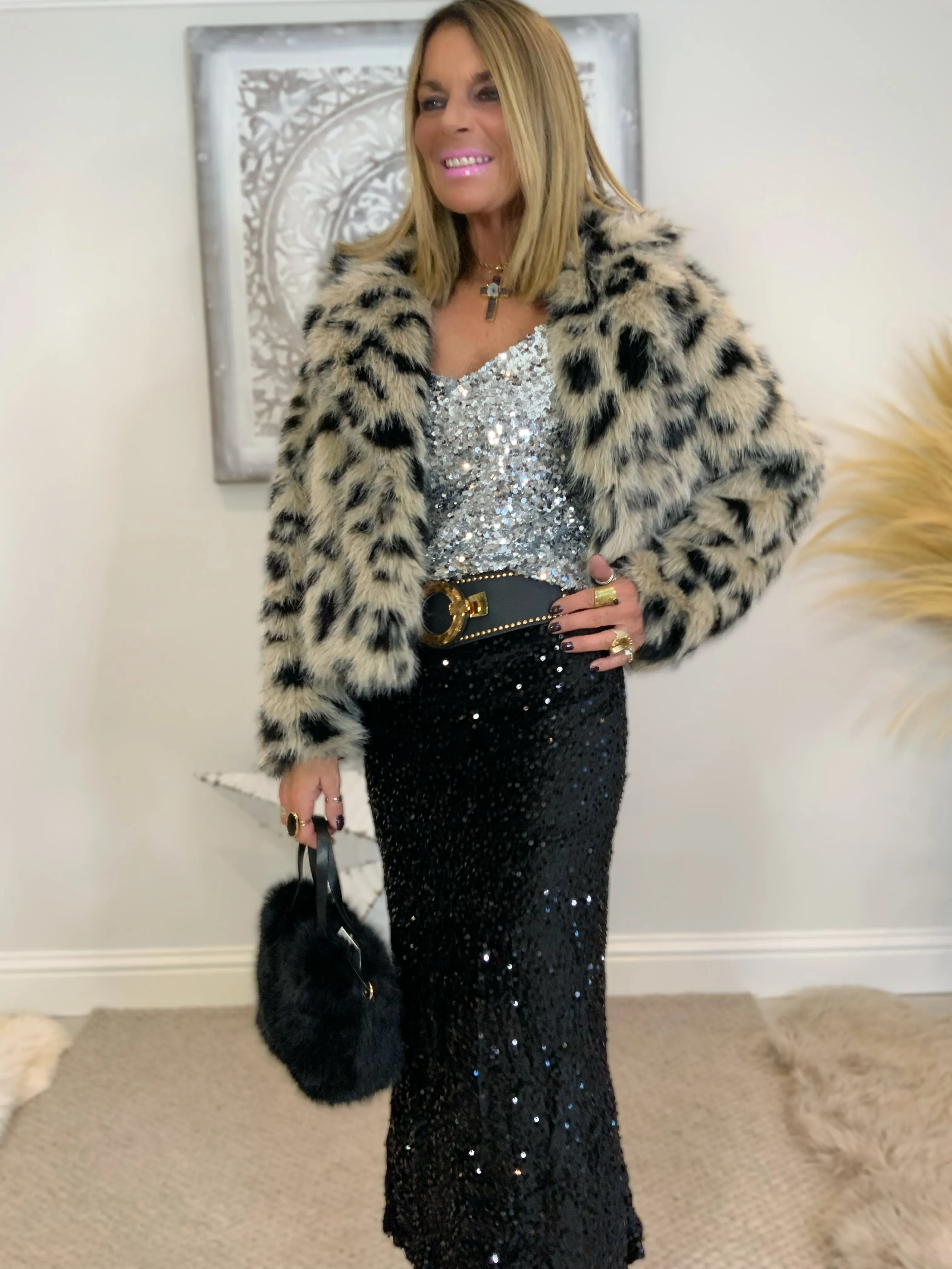 Leopard Print Faux Fur Jacket