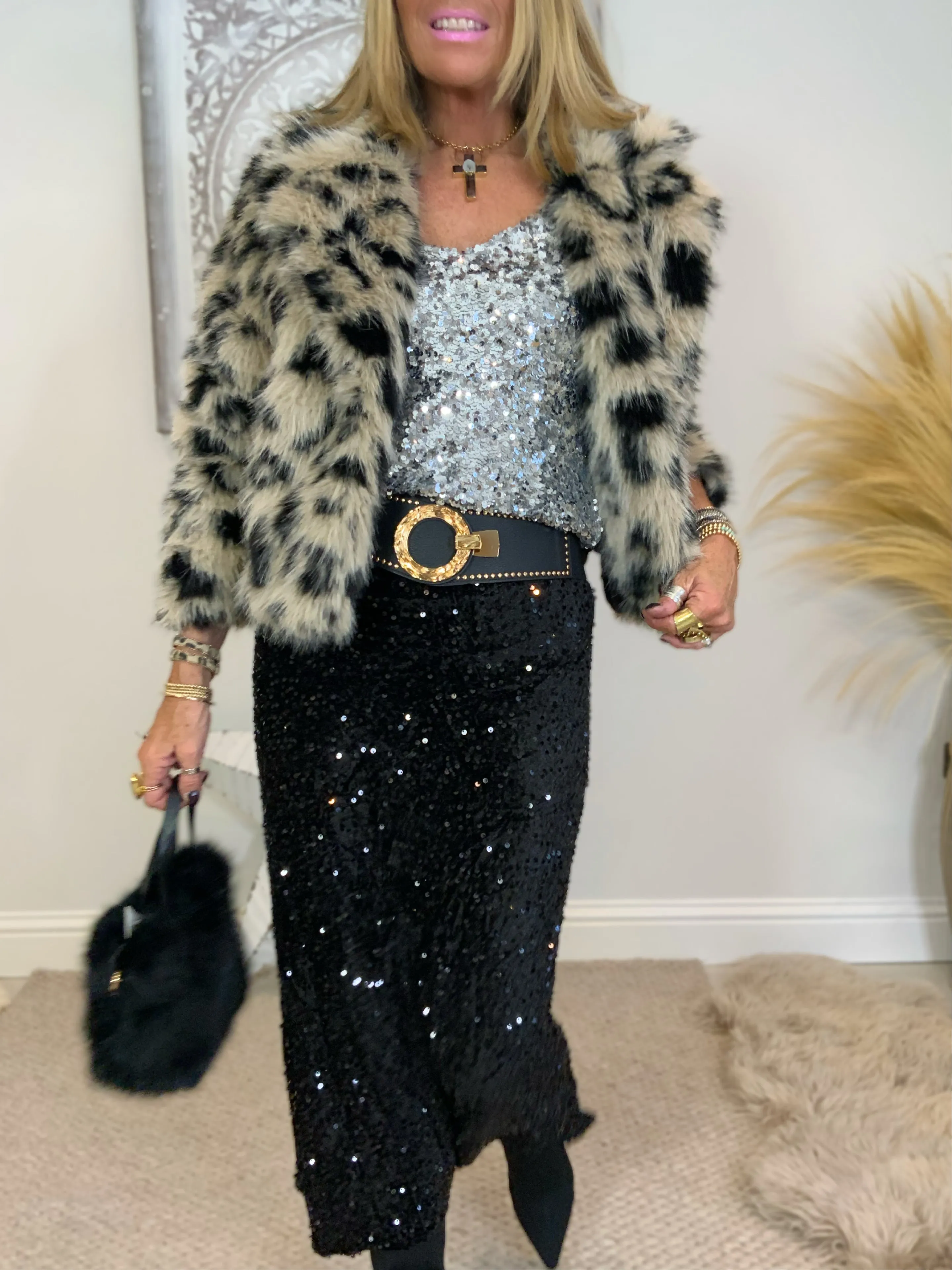 Leopard Print Faux Fur Jacket