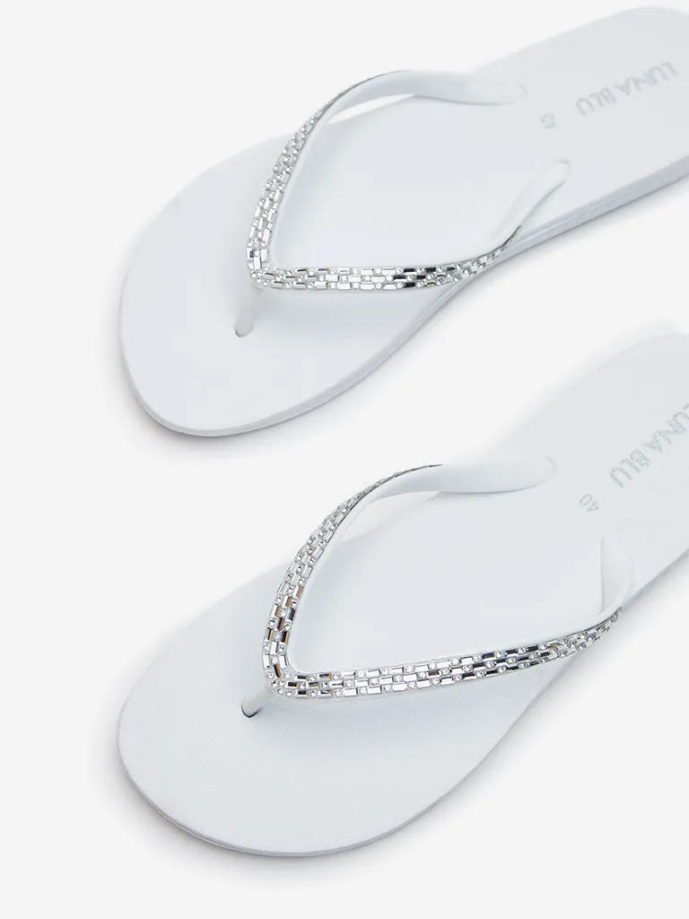 LUNA BLU White Embellished Flip-Flop