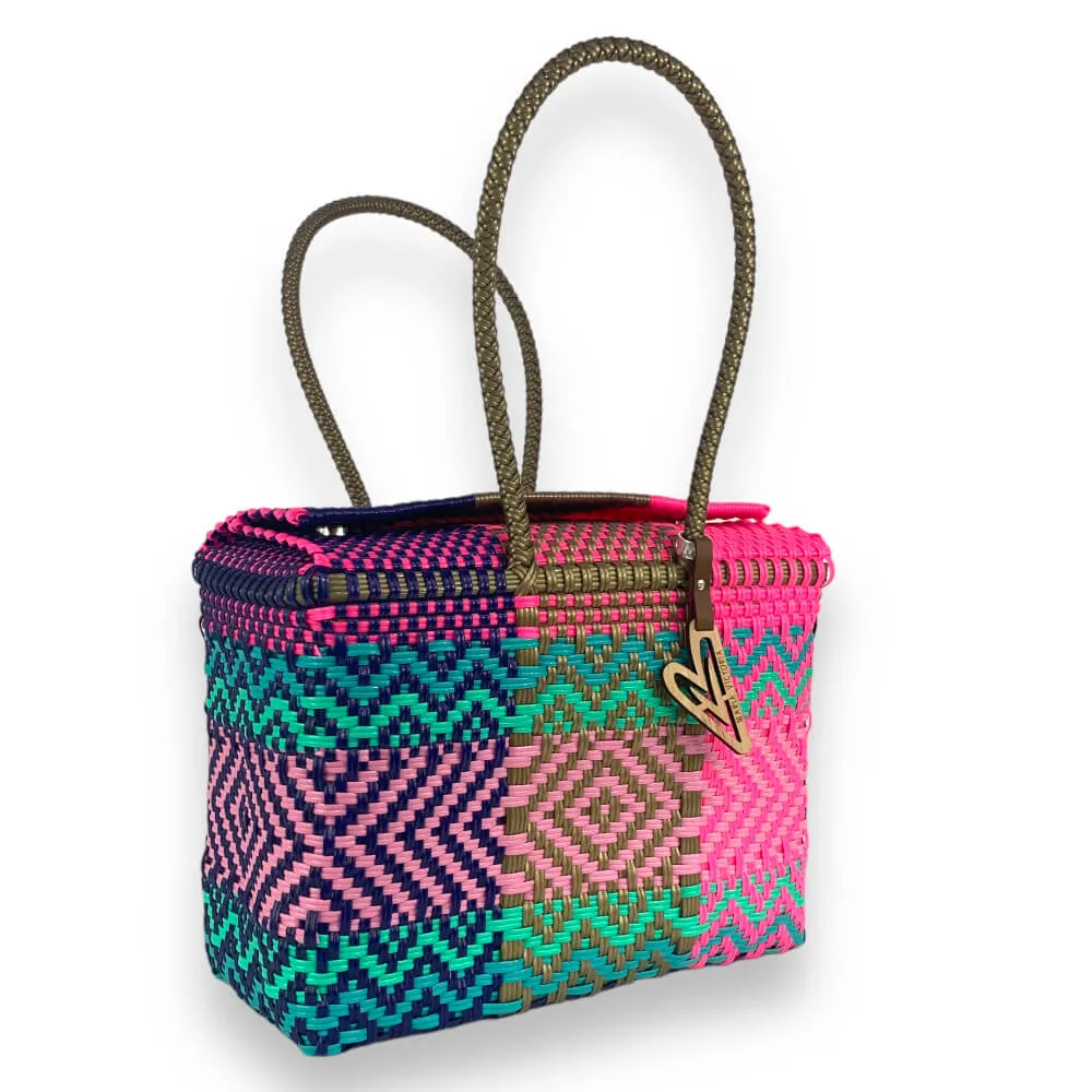 Maria Victoria | Coastal Basket | Upcycled, Handwoven, Multicolor Basket
