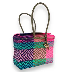 Maria Victoria | Coastal Basket | Upcycled, Handwoven, Multicolor Basket