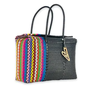 Maria Victoria | Flamingo V2 Baskets | Upcycled, Handwoven, Black&Multicolor Basket
