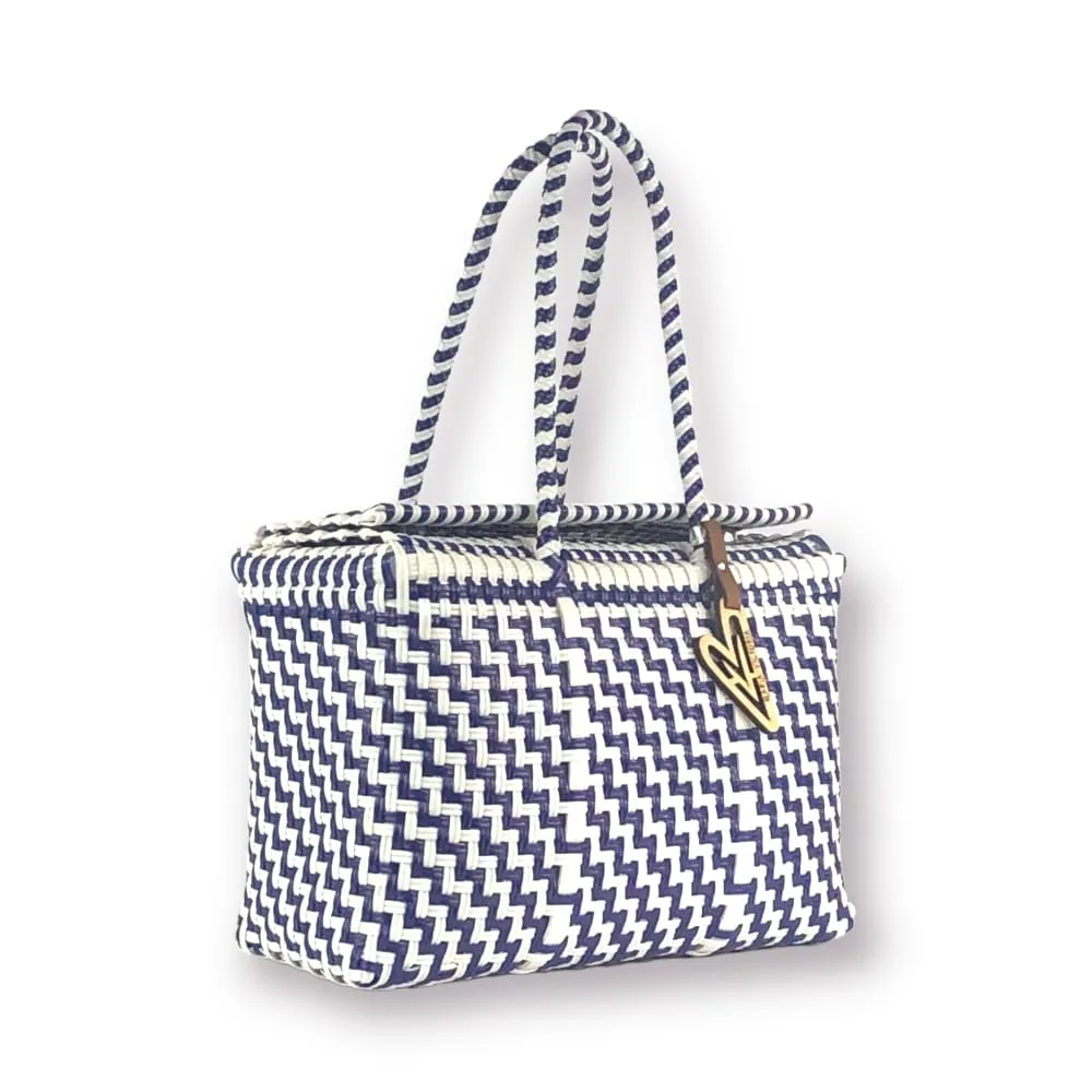 Maria Victoria | Magpie NW Baskets | Upcycled, Handwoven, Navy&White Basket