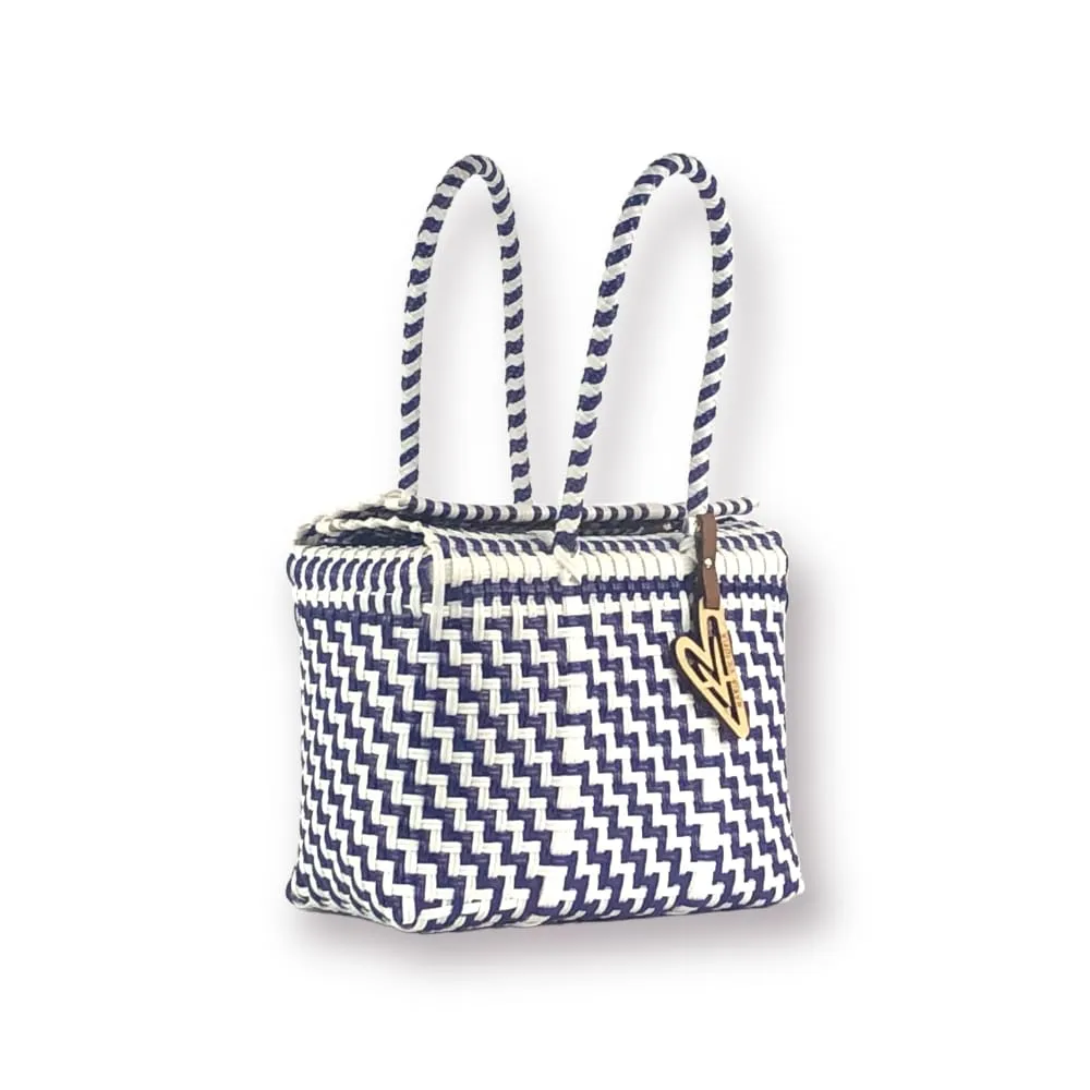 Maria Victoria | Magpie NW Baskets | Upcycled, Handwoven, Navy&White Basket