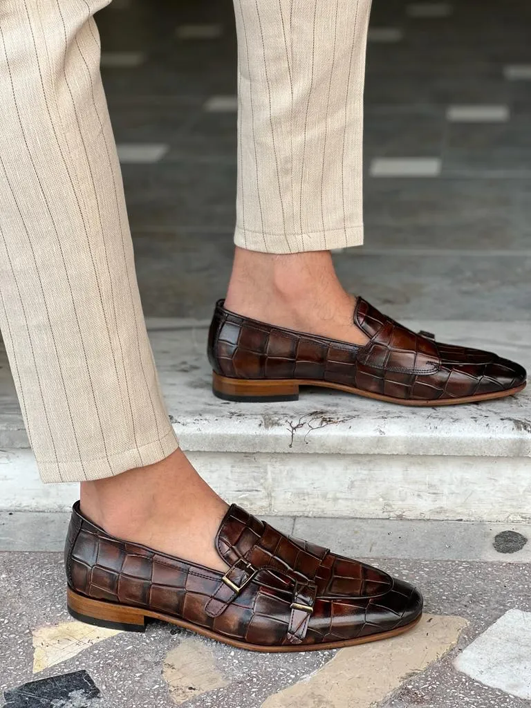 Morrison Croc Loafer with Double Buckle Details