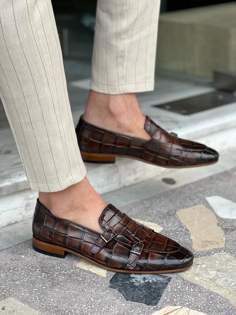Morrison Croc Loafer with Double Buckle Details