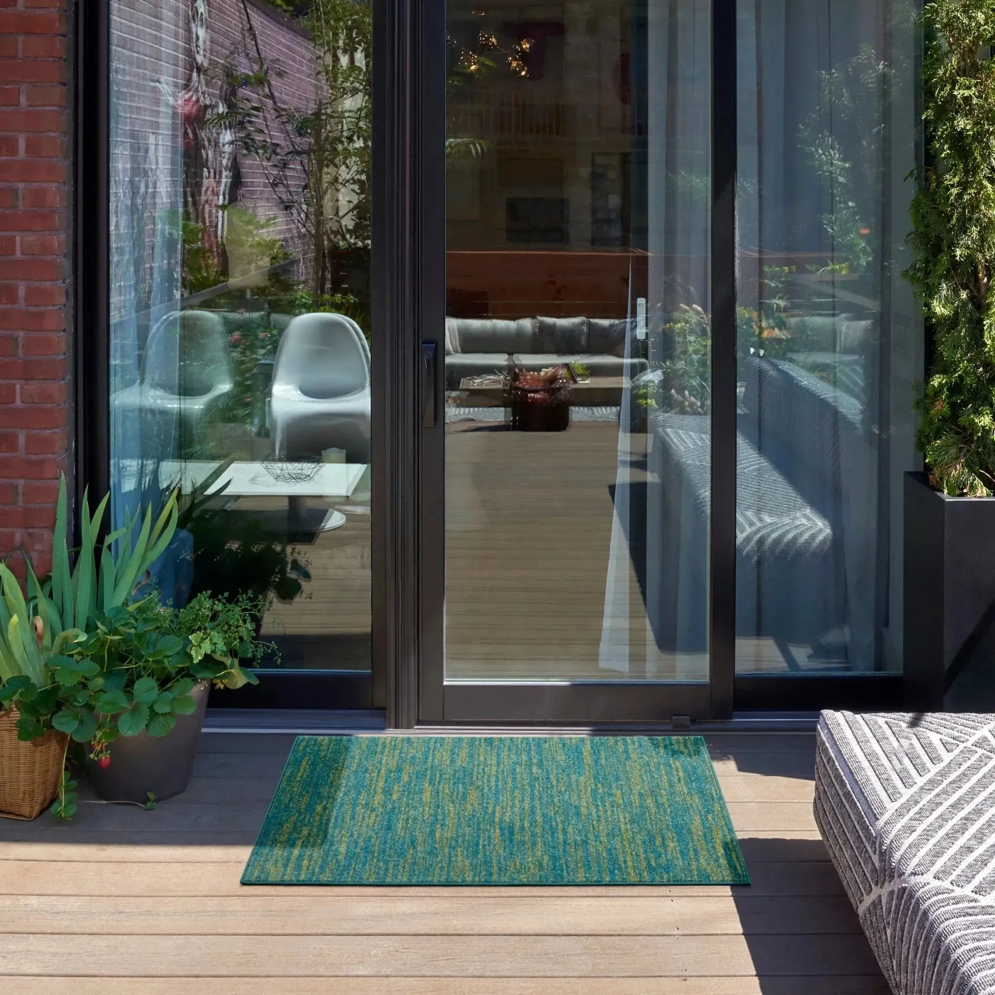 Nourison Essentials NRE01 Blue Green Rug