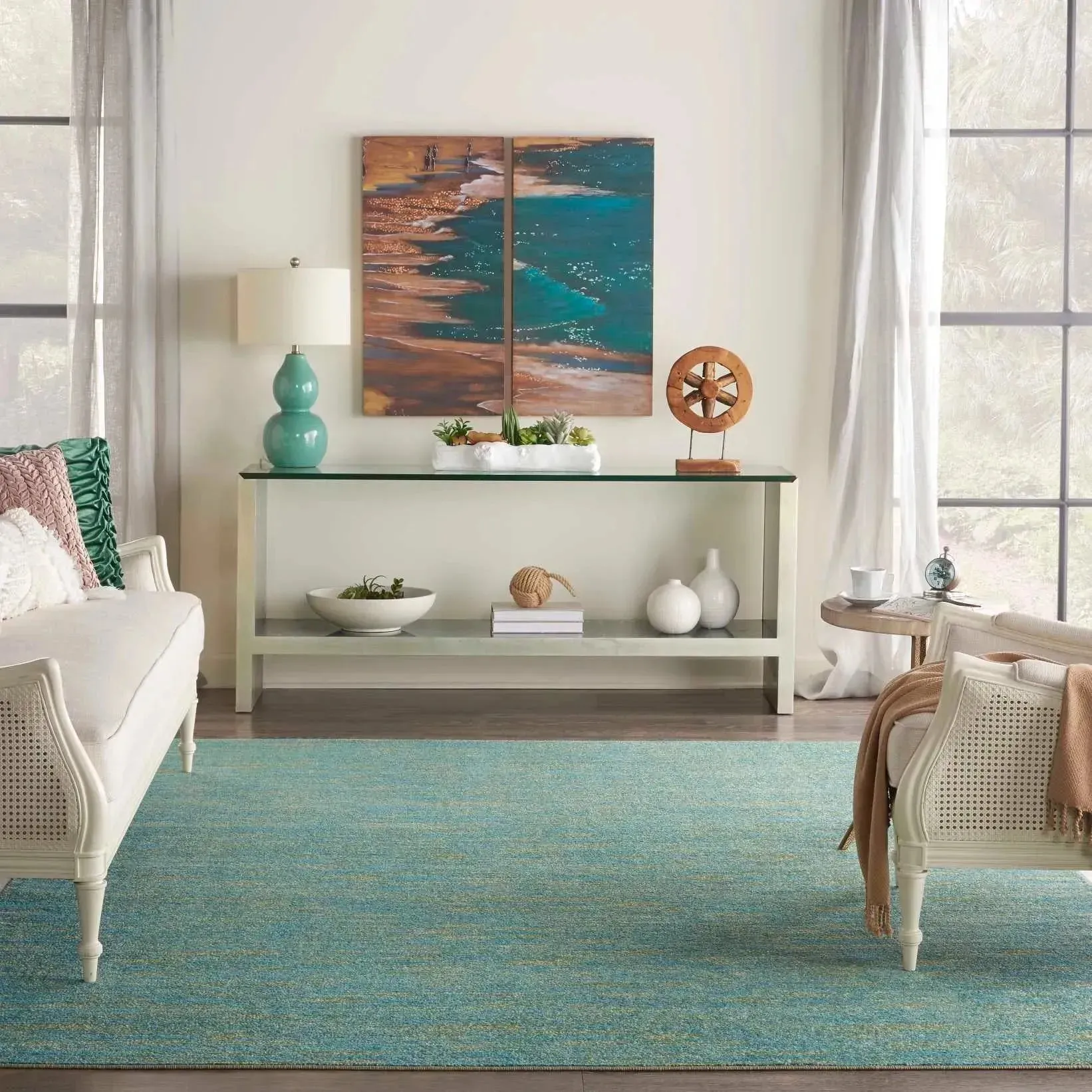 Nourison Essentials NRE01 Blue Green Rug