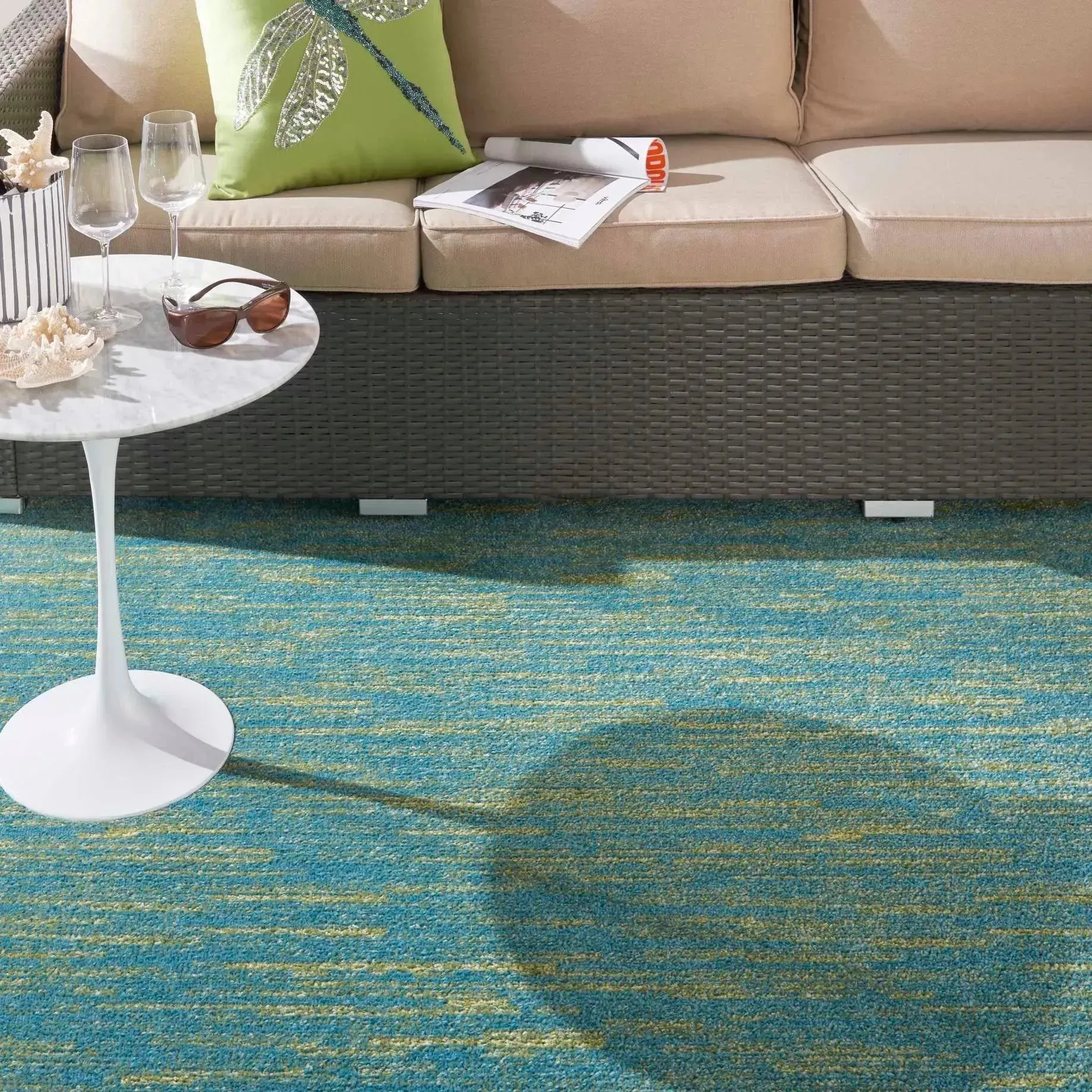 Nourison Essentials NRE01 Blue Green Rug