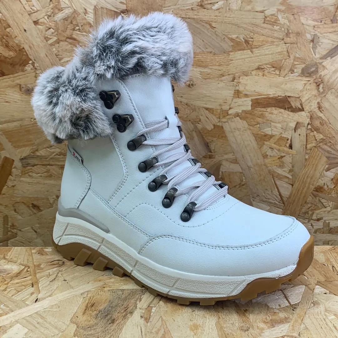 Rieker Womens R-Tex Wool Lined Thermal Leather Fashion Boots - White