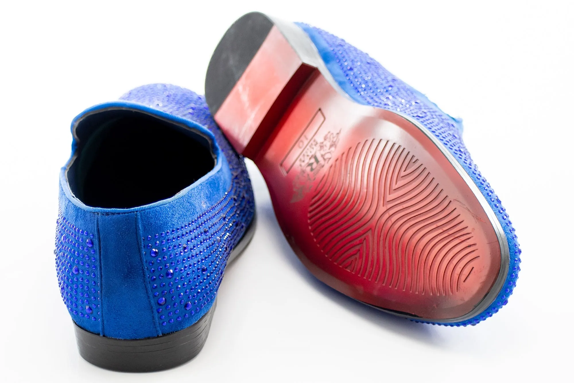 Royal Blue Rhinestone Encrusted Smoking Loafer