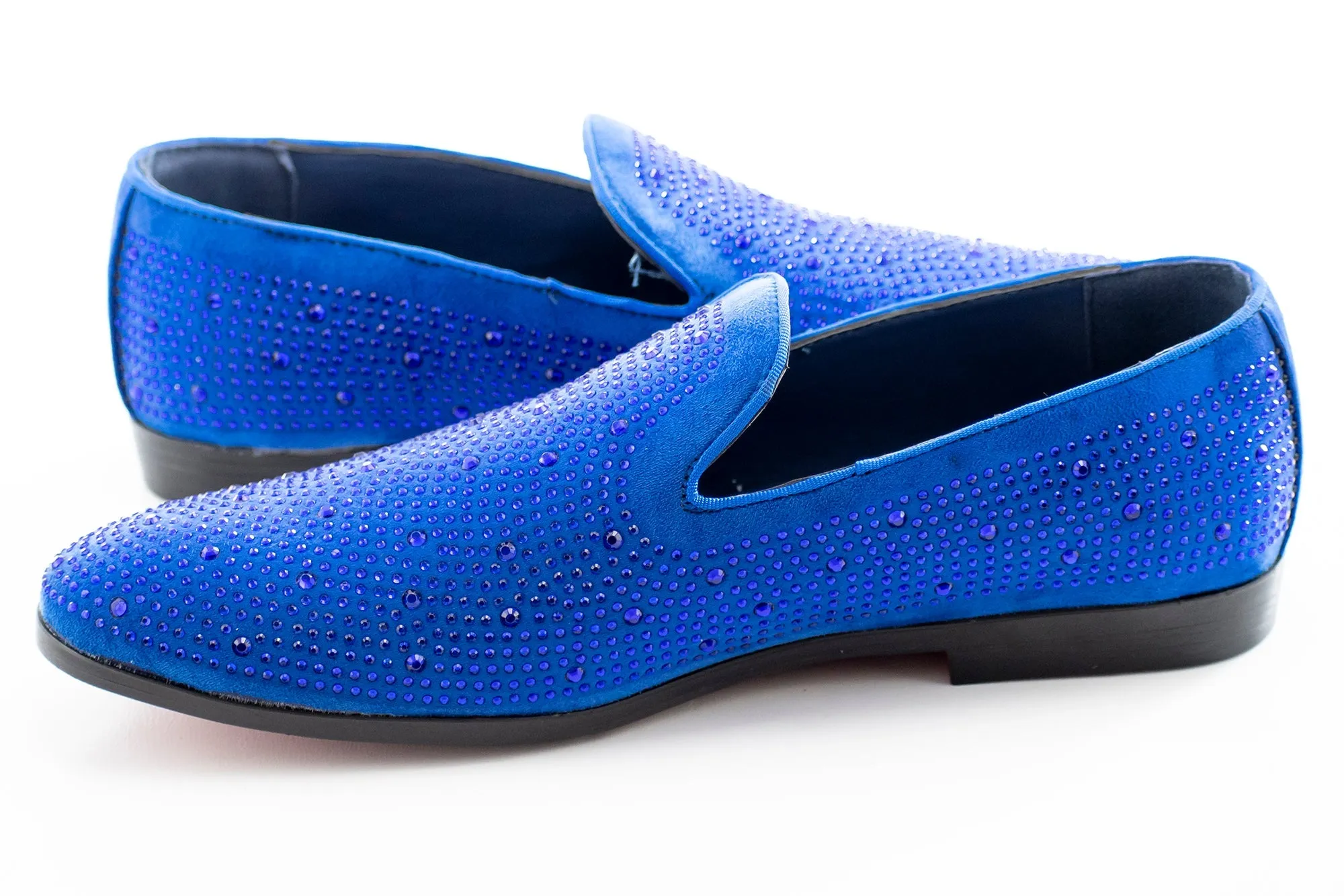 Royal Blue Rhinestone Encrusted Smoking Loafer