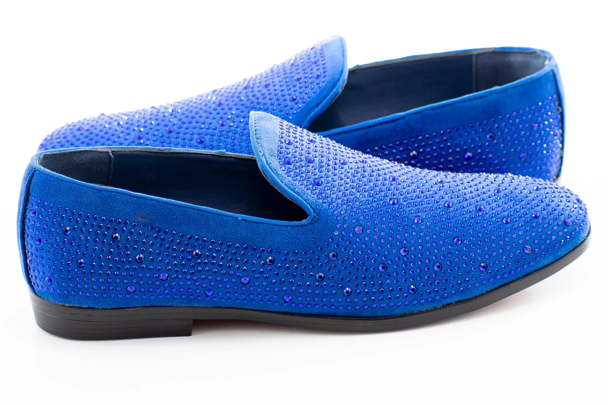 Royal Blue Rhinestone Encrusted Smoking Loafer