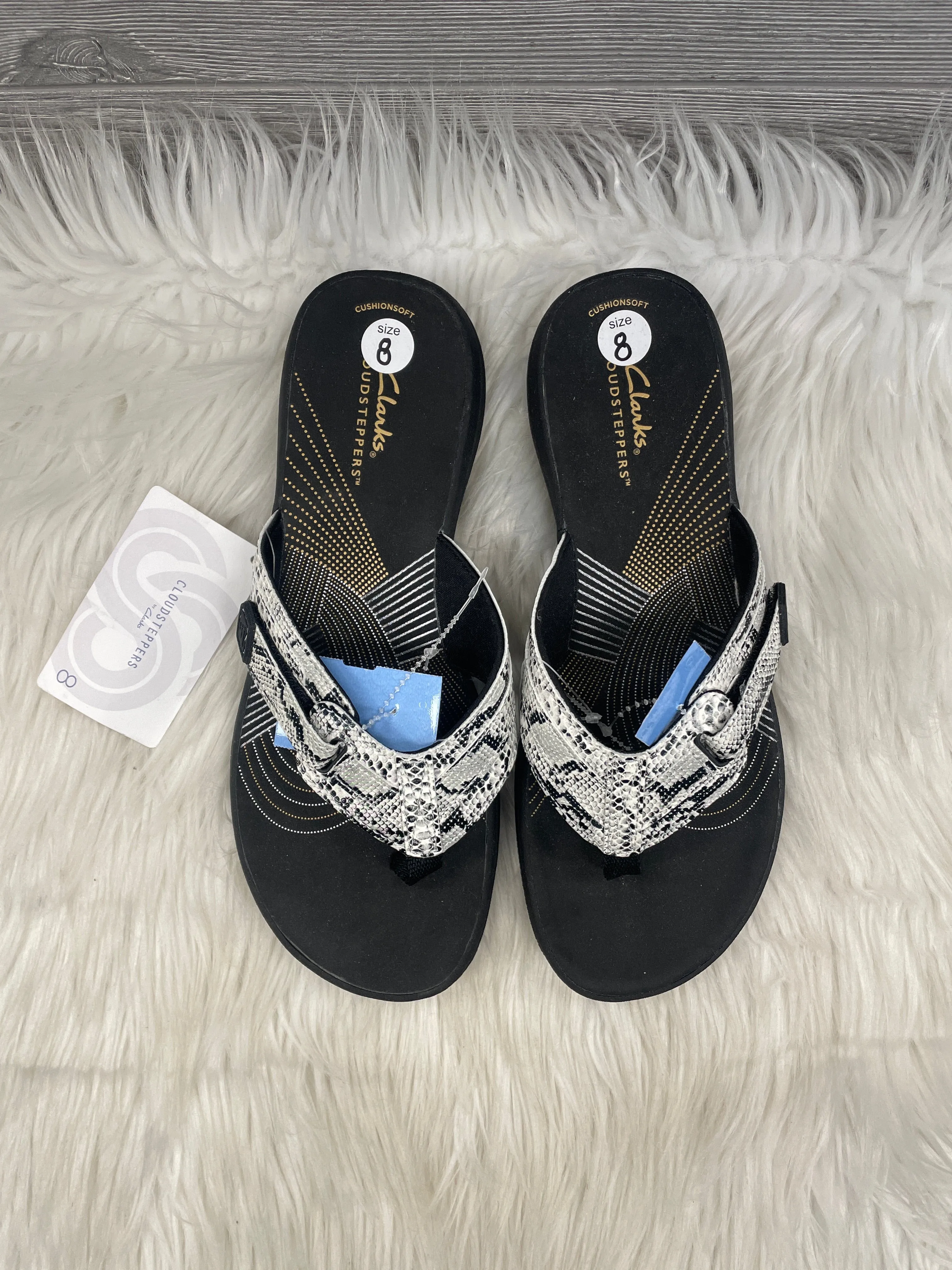 Sandals Flip Flops By Clarks In Snakeskin Print, Size: 8