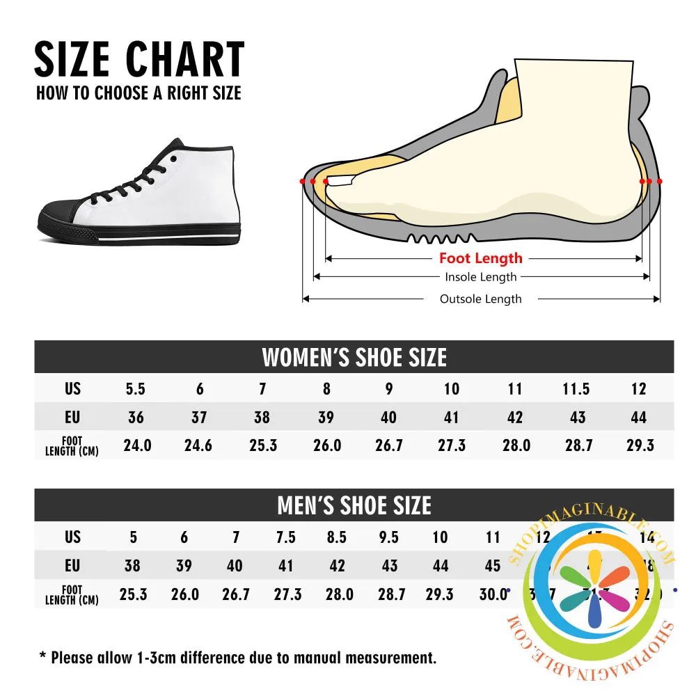 Sweet Tarts Hearts Ladies High Top Canvas Shoes