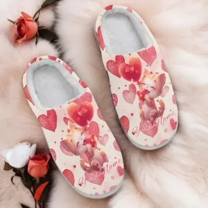 Unique Gift,Personalized Warm Heart Slippers, Custom Fur Lining Indoor Slipper, Perfect Gift for Valentine's Day