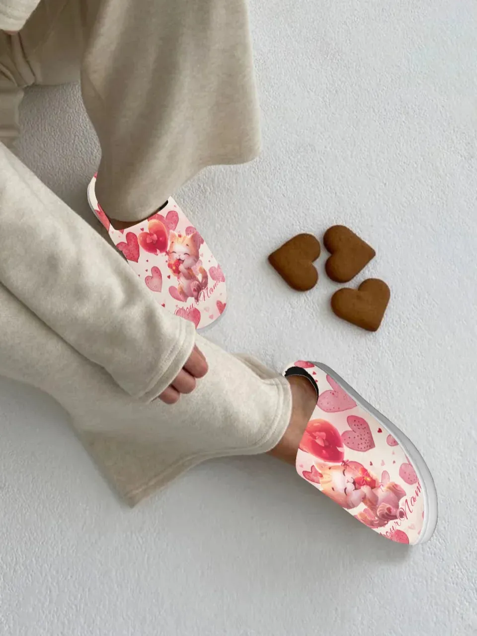 Unique Gift,Personalized Warm Heart Slippers, Custom Fur Lining Indoor Slipper, Perfect Gift for Valentine's Day
