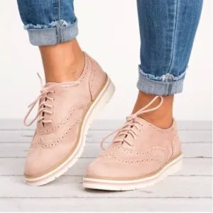 Women's casual oxfords shoes flat lace-up loafers