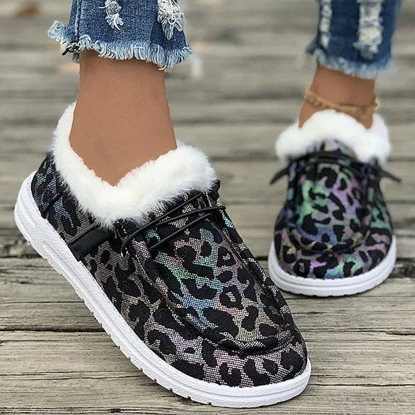 Women's Christmas Snowflake Plush Flat Cotton Shoes 28822227S