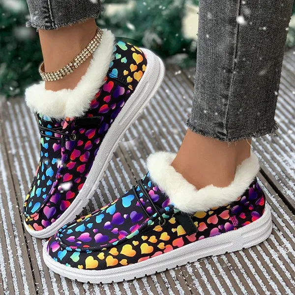 Women's Christmas Snowflake Plush Flat Cotton Shoes 28822227S