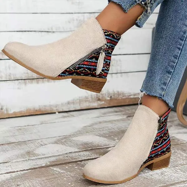 Women'S Chunky Heel Side Zip Ankle Boots 02413941
