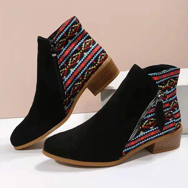 Women'S Chunky Heel Side Zip Ankle Boots 02413941