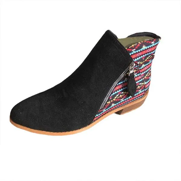 Women'S Chunky Heel Side Zip Ankle Boots 02413941