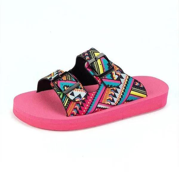Women's Ethnic Pattern Thick Soled Beach Slippers 10140060S